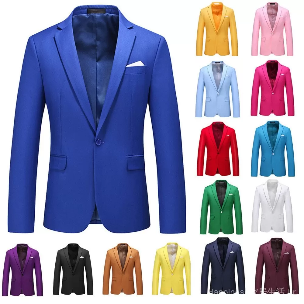 Envio em 24 horas  2024 Terno Masculino Casual de Cor Sólida Tamanho Plus, Jaqueta de Terno Profiss