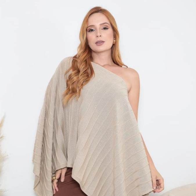 Poncho Capa 3 Formas de Usar Tricot Modal Versáti
