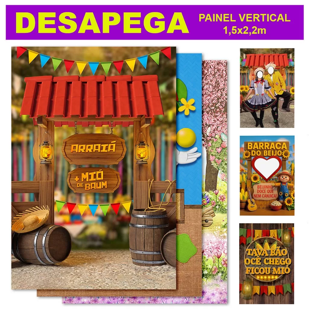 Painel de Festa Retangular Vários Modelos em Tecido 1,50×2,20m – Desapega