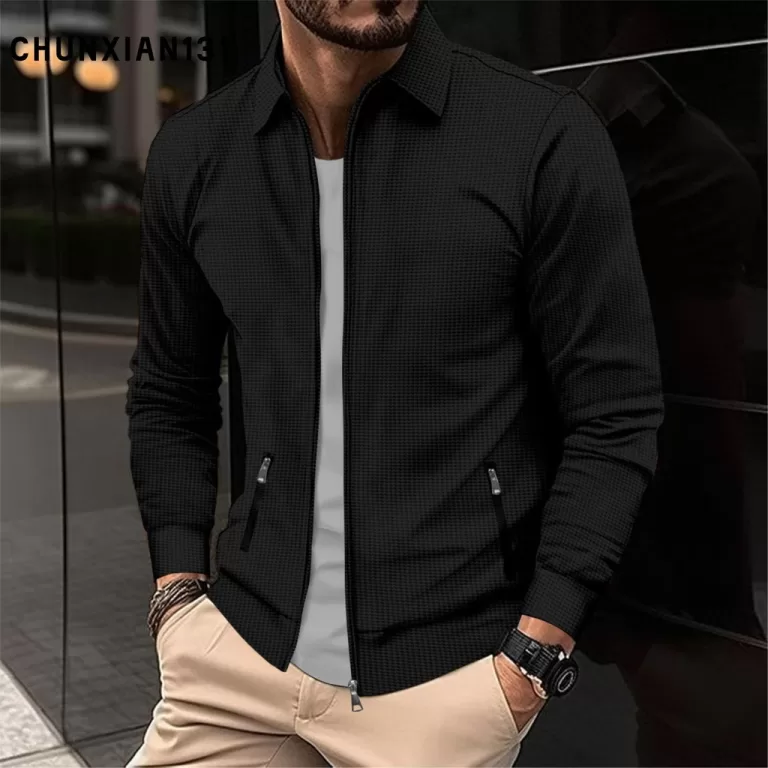2024 Outono Novo Estilo Waffle Tecido Waffle Cardi