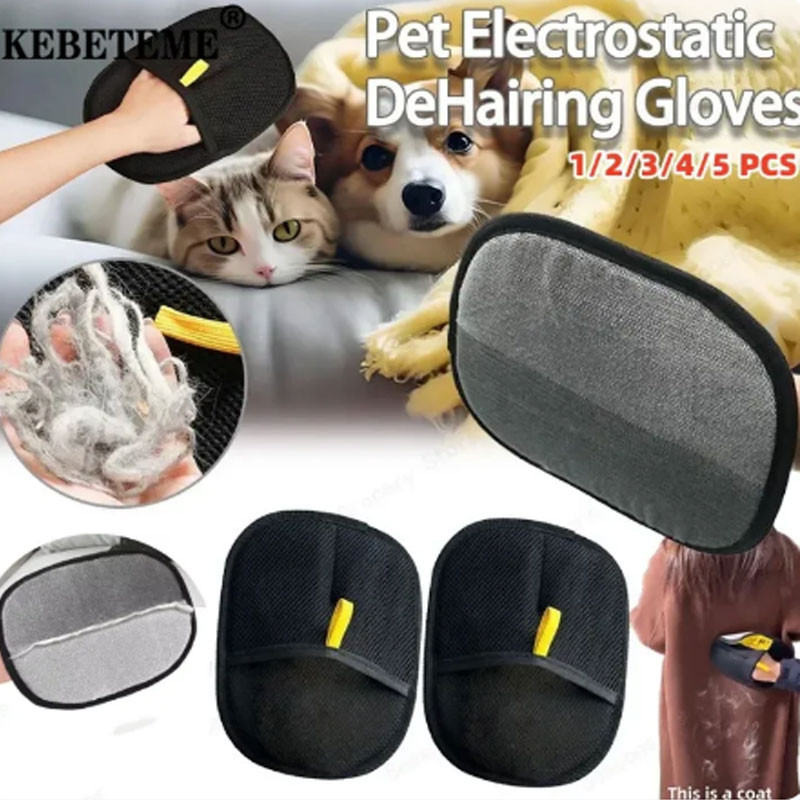 5 Peças Luvas De Depilação Eletrostática Para Animais De Estimação Higiene Escova De Despoeiramento