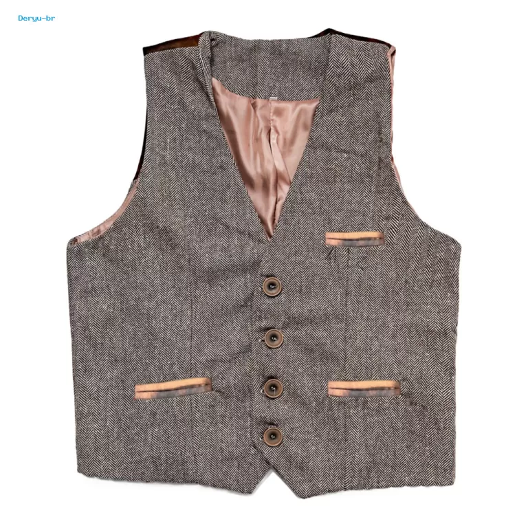 Vintage Masculino Botões Terno Colete Fino Negóc