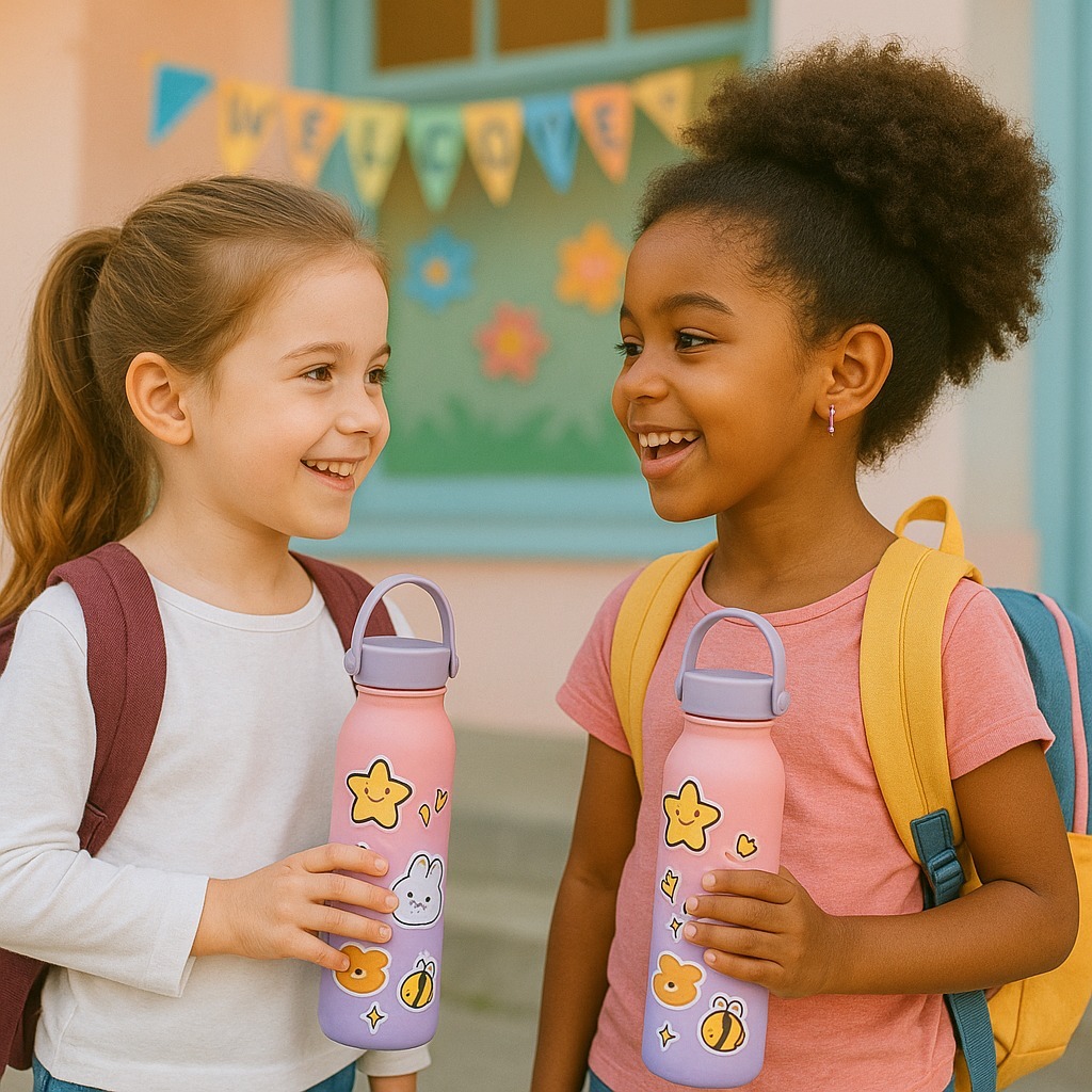 2 Kit Garrafas De Água Melhores amigas Com 900ml Portátil Adesivos