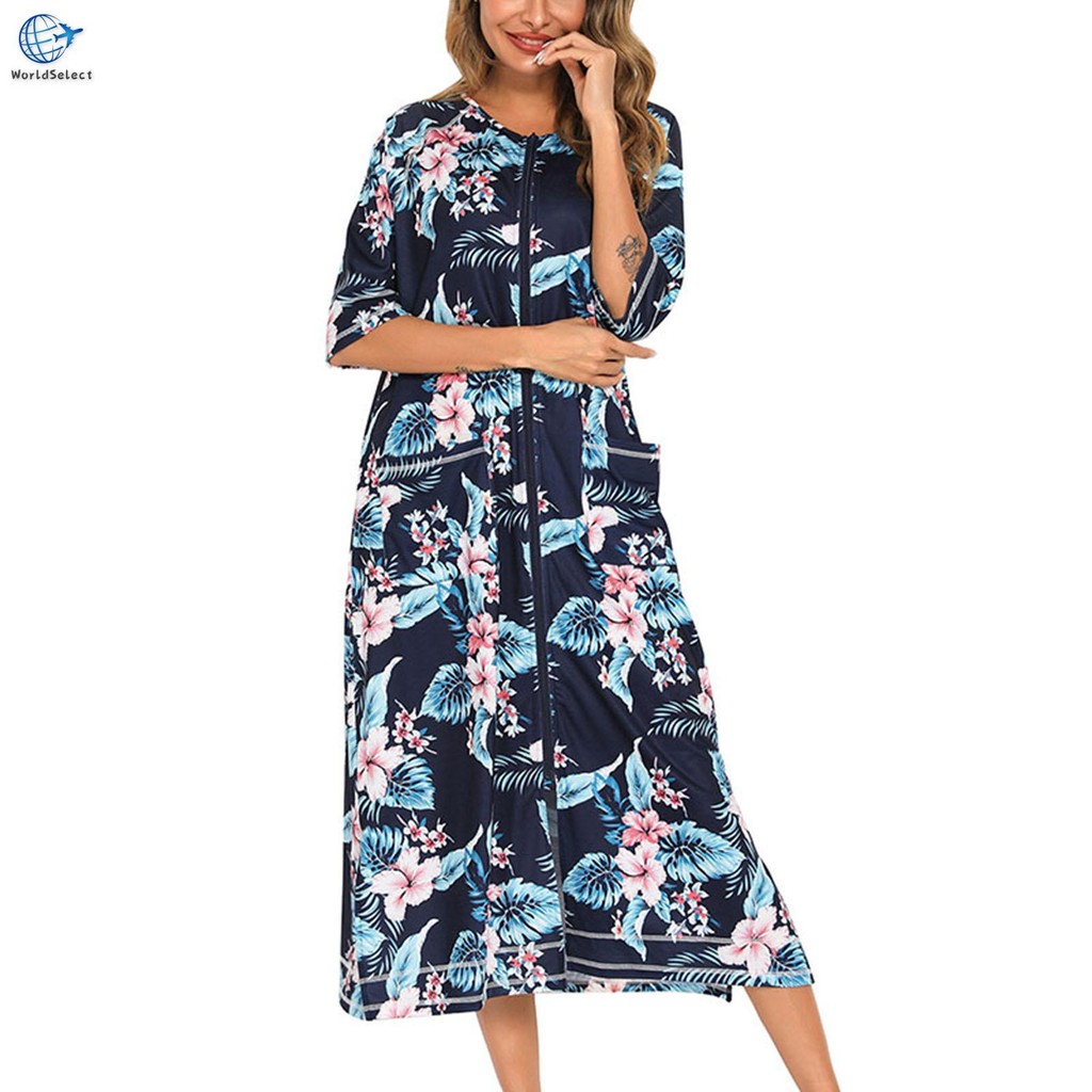 Camisola Feminina Com Zíper Casual Solta Roupas De Enfermagem Pijama Grande