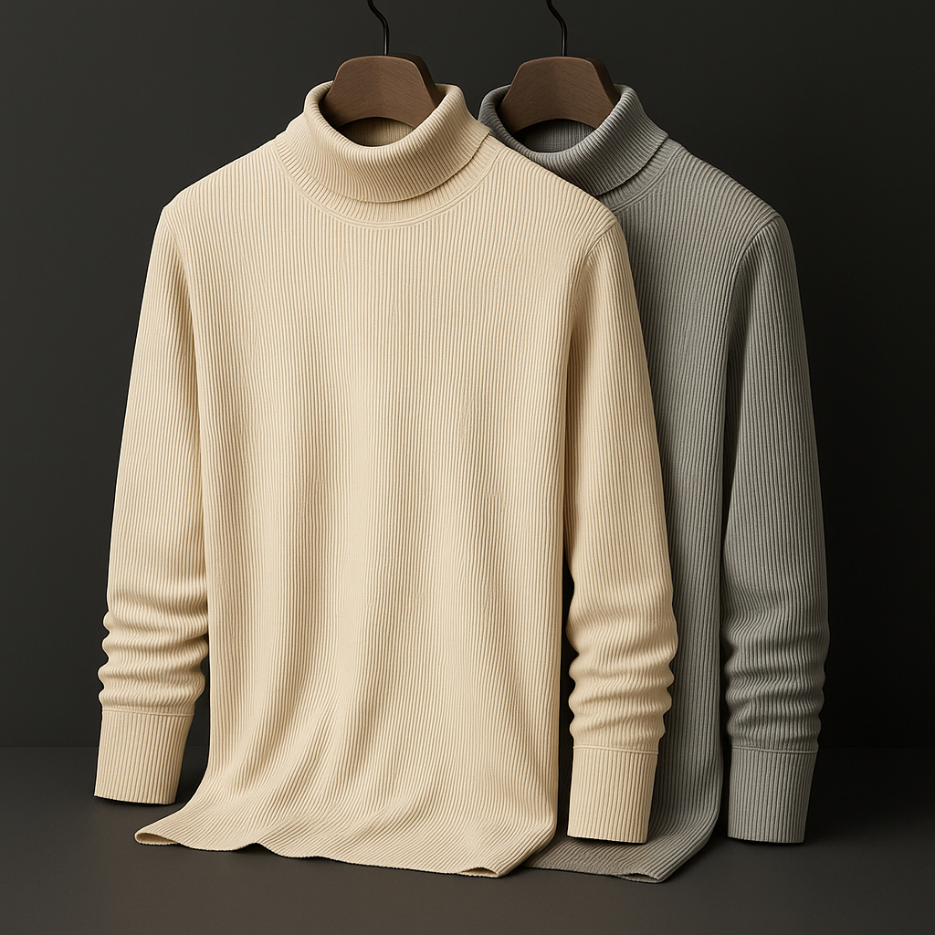 Kit 2 Blusas de Frio Masculina Camisa Cacharrel Masculino Suéter Gola Alta Canelado Casaco