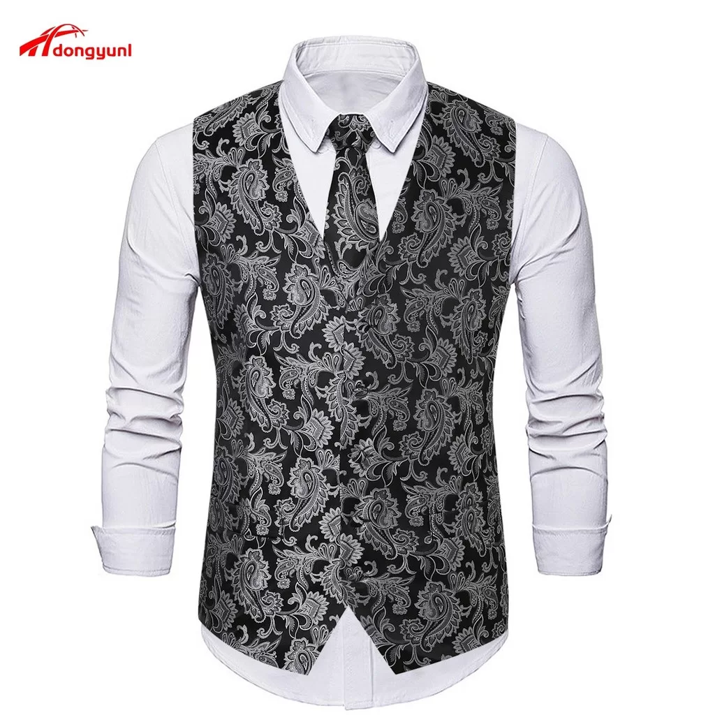 Estilo Retro Luxo dos homens Colete Social Slim Fit Casaco Para O Negócio Do Banquete De Casamento
