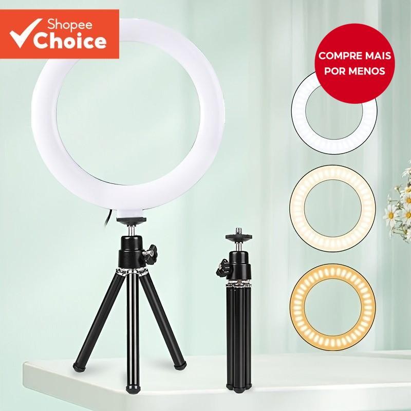 Tripé De Luz Anelar LED De 6 Polegadas Para Iluminação Alimentada Por USB De Videoconferência