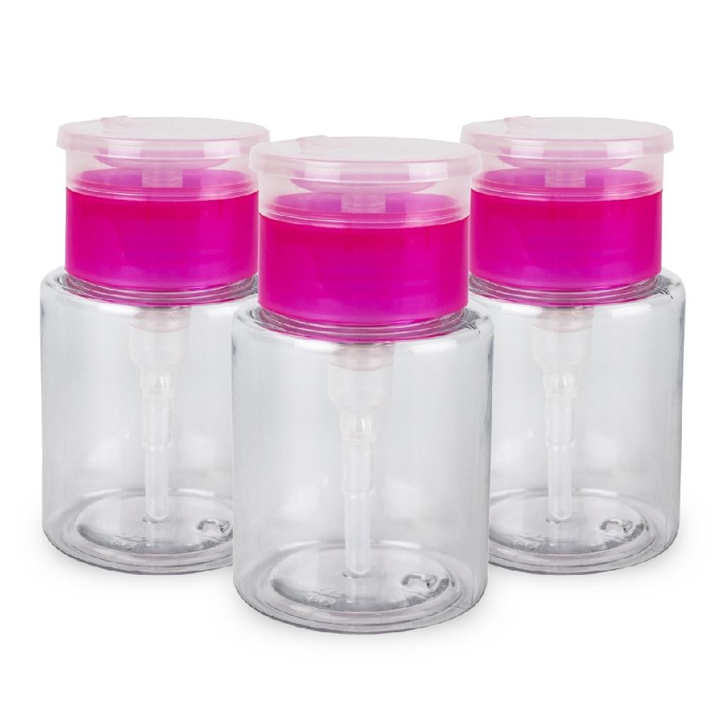 Kit 3 Porta Acetona Plástico Removedor Esmalte Dosador 100ml Frasco Pump Manicure Nail