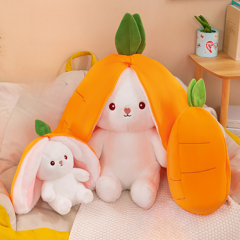 Brinquedo de pelúcia Coelho Cenoura com Acessórios Destacáveis, Presente de Natal, Boneco Macio e Fo