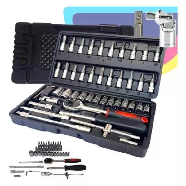Black Chaves Jogo Catraca Reversível Kit Soquetes