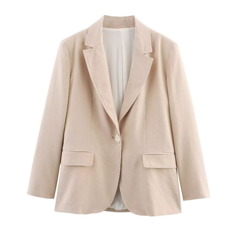 Blazer misturado de linho novo estilo feminino est