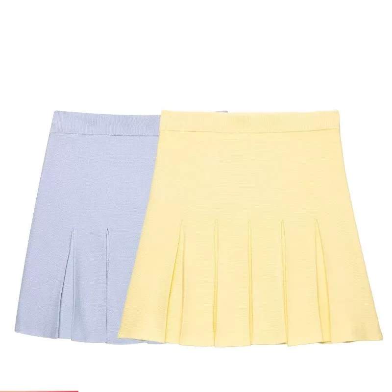 Estilo europeu americano novo estilo feminino estilo ocidental elegante ampla plissada minissaia de