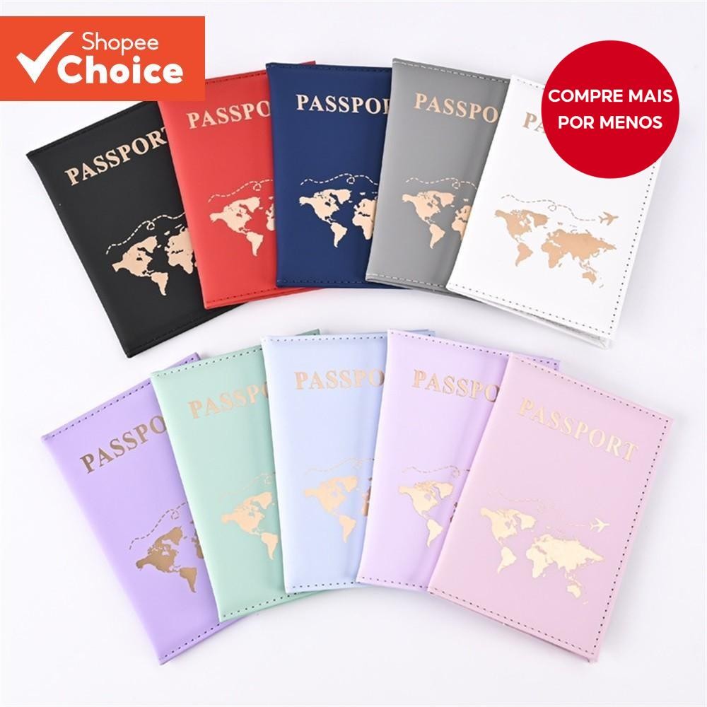 Clipe De Passaporte Personalizado E Etiqueta De Bagagem : Capa De PU Durável Para Homens Mulheres .