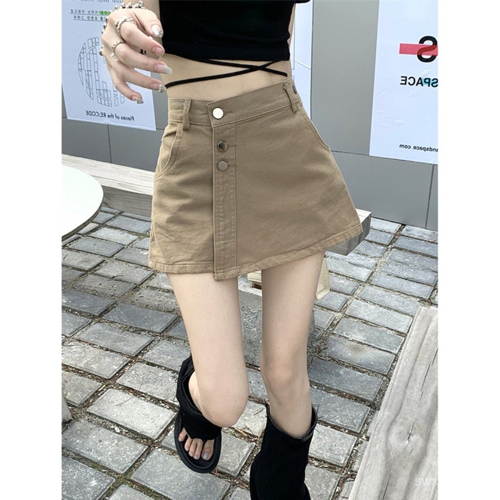 Design Sense Saia de Jeans Niche Calças Primavera Verão Saia Meia Fina 2025 Nova Saia Curta A-line d
