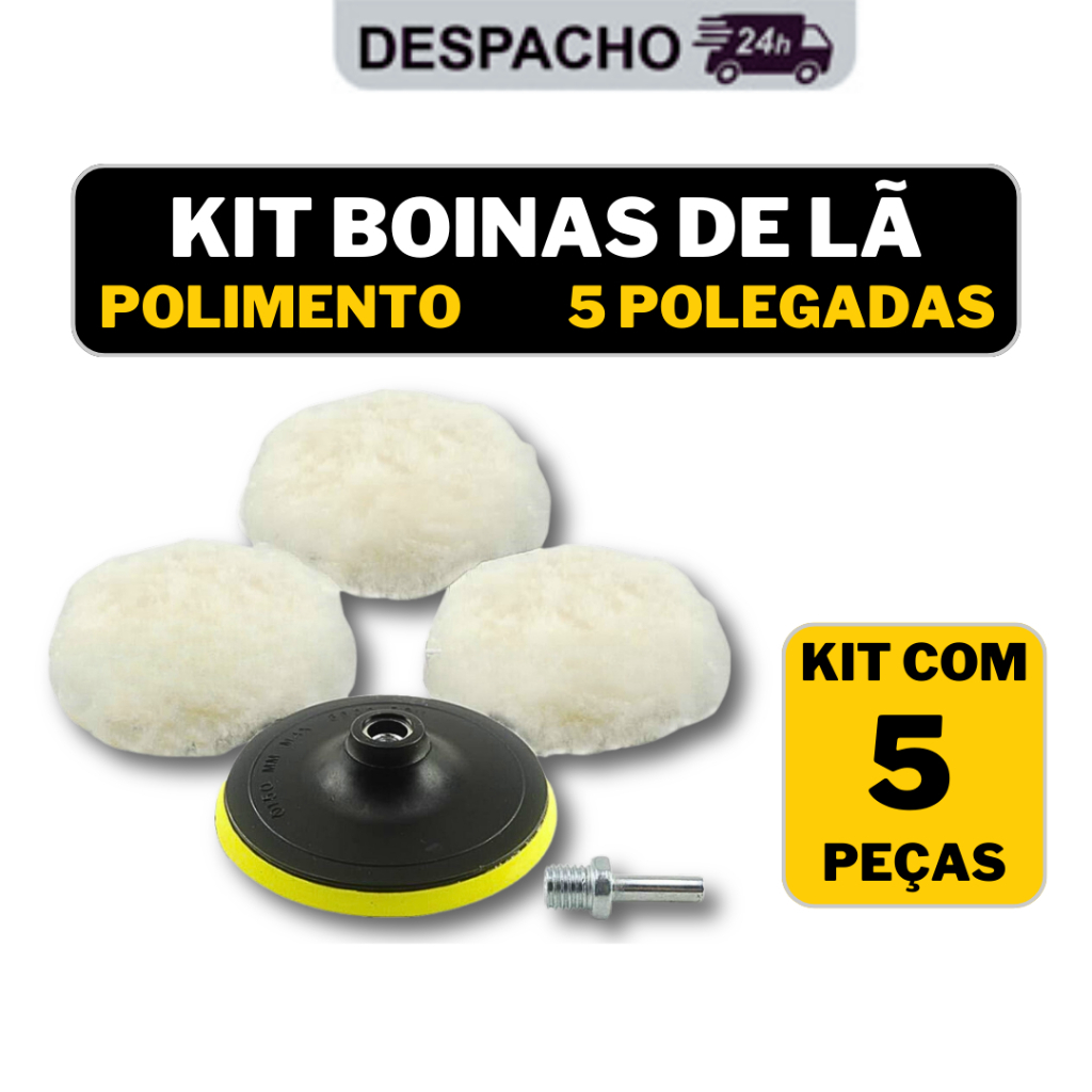 Kit De Almofada De Polimento De Lã Com Suporte De Velcro Para Polidor Automotivo , Furadeira E Chave