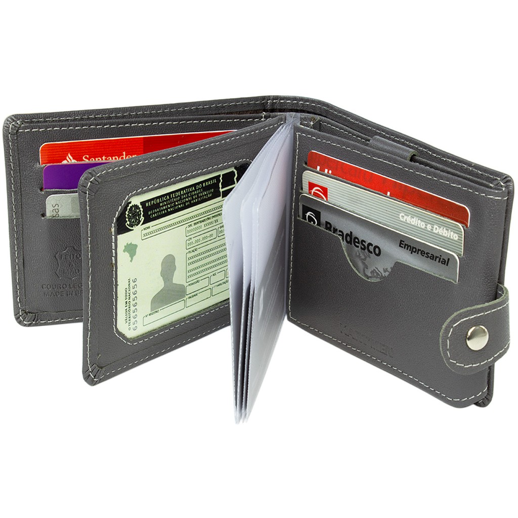 Carteira Masculina Grande Couro Legítimo Bovino Na Caixa 560 – Ganhe um chaveiro