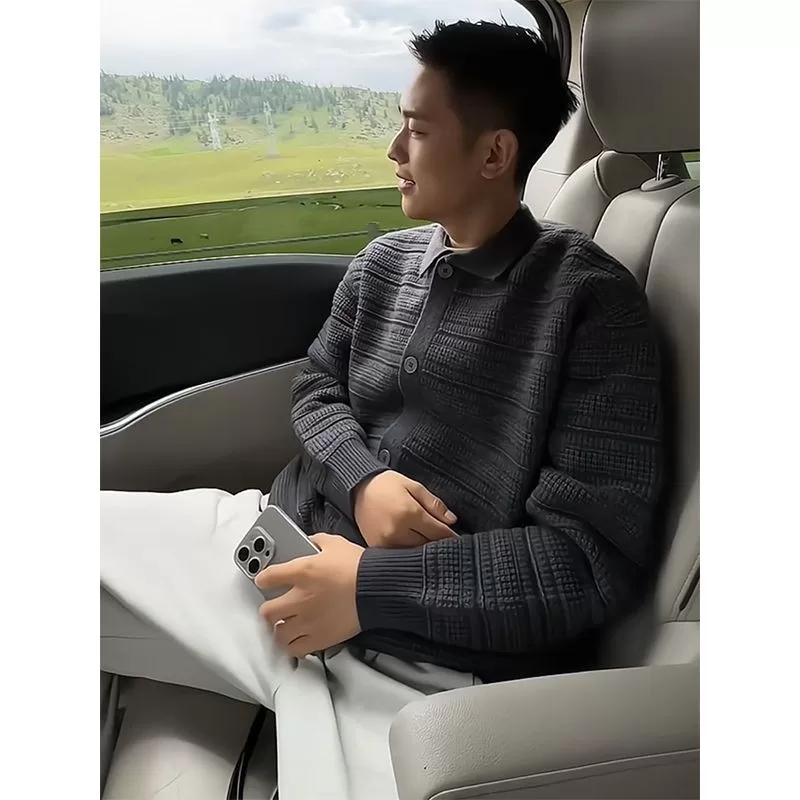 2025 novo estilo Fengfang roupas na moda nacional macio cera lapela camisola jaqueta das mulheres do