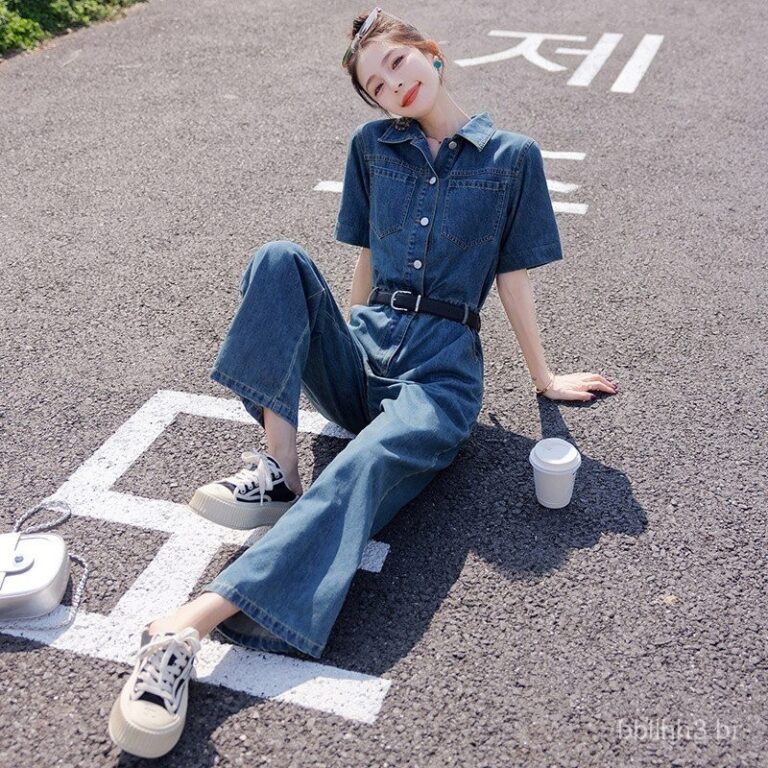 Macacão de Jeans CHLENADY para Mulheres Verão Al