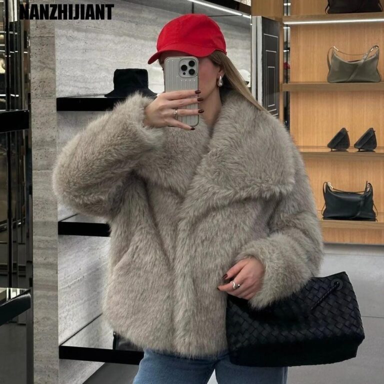 NANZHIJIANT Casaco De Pele Fofo Feminino , Jaqueta