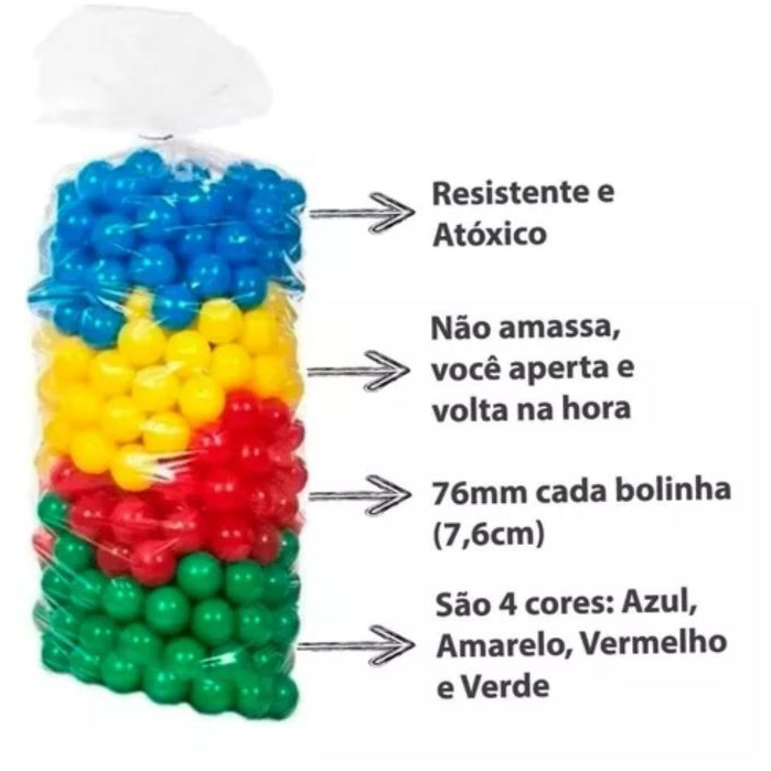 100 Bolinha Plástica Colorida Para Piscina de Bol