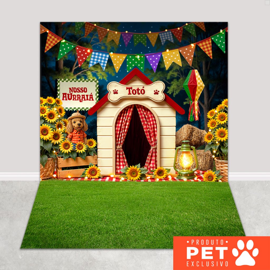 Fundo Fotográfico Festa Junina Pet Cenário Bandeirinhas Tecido 1,20×1,70m Painel Arraiá – PET-152