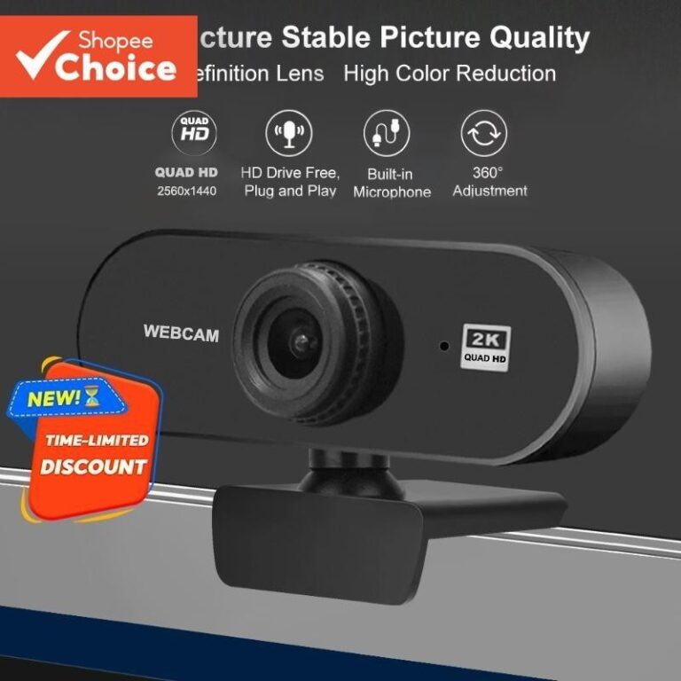 Câmera USB HD 2K QUAD Webcam Com Microfone Embuti