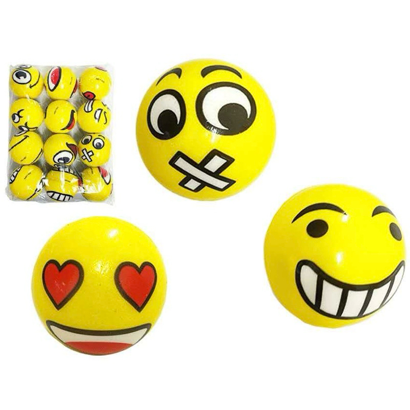 Kit Com 12 Bola Macia Fisioterapia Anti Stress Massagem Bola/Smile/Mapa Mundial Globo/Futebol