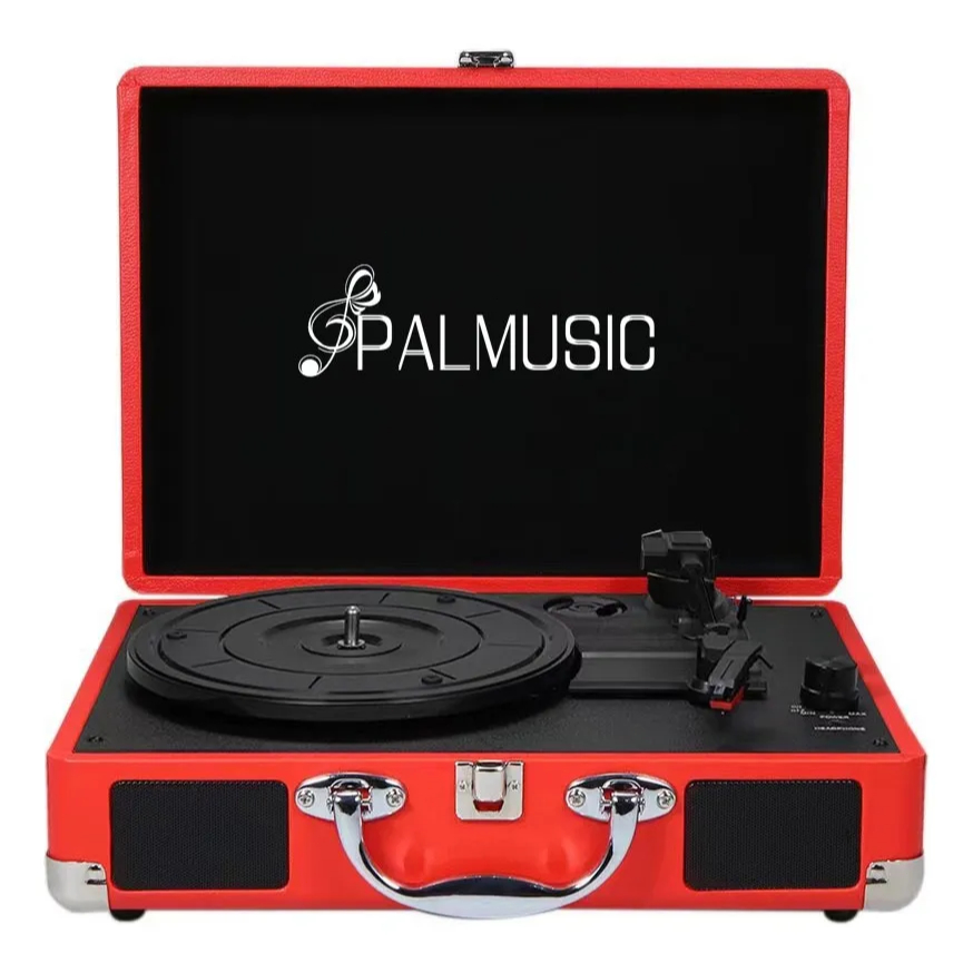 Toca-discos De Vinil Preto Portátil Com Bluetooth