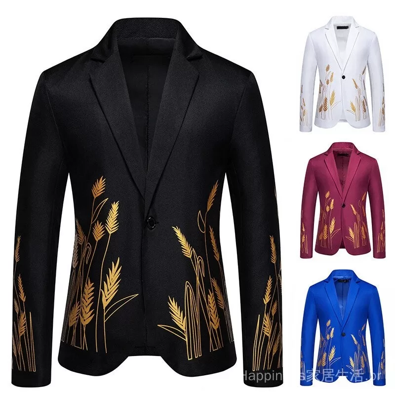 Envio em 24 horas 25 Novo Estilo Estilo Palácio Design de Impressão de Espiga de Trigo Moda Blazer