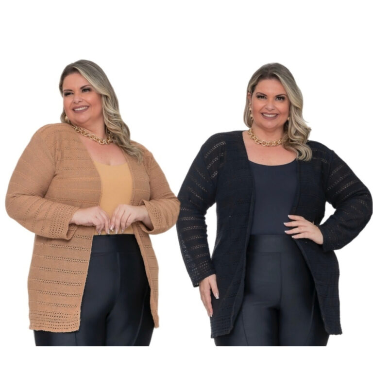 Kit com 2 Casacos Cardigan Tamanho Grande Feminino