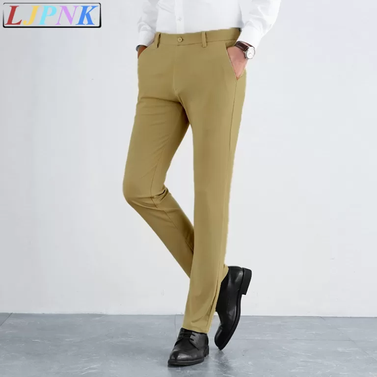 Calças Masculinas LJPNK Slim Fit Ice Silk  Refres