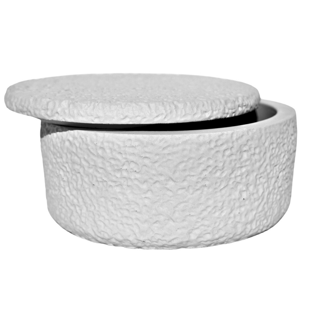 Pote Texturizado Clássico Baixo 12cm em Cimento Artesanal