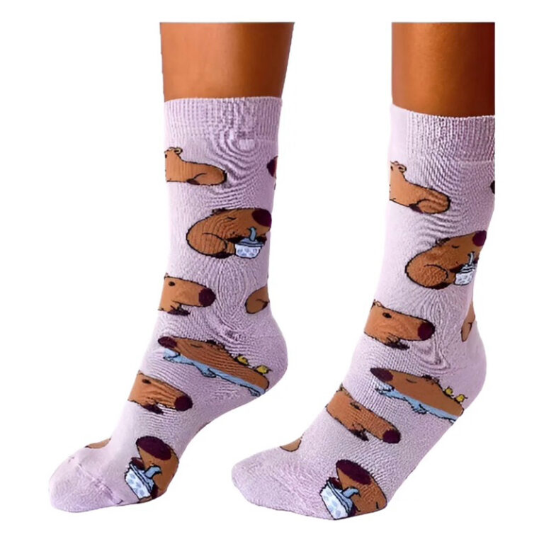 Meia Capivara Lilas Divertida Algodão Premium Ato