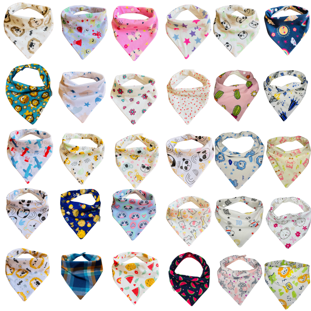 Kit C/10 Babadores Bandana Infantil Dupla Face