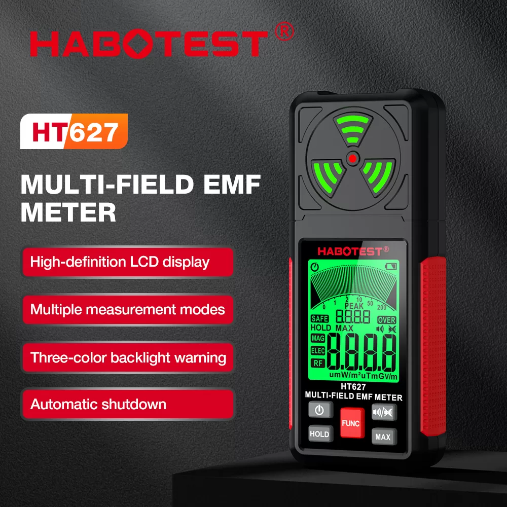 HABOTEST HT627 Digital LCD Detector De Radiação Eletromagnética Medidor Dosímetro Tester