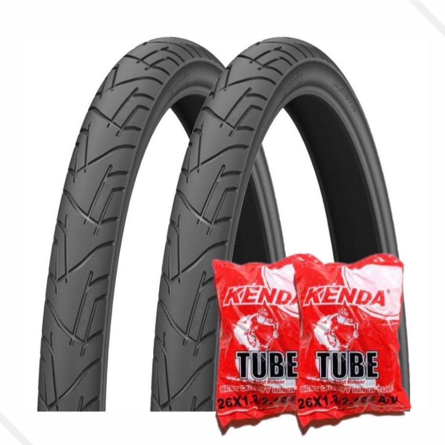 KIT PAR DE PNEU PRAIEIRO 26X1.95 + CAMARA 26 KENDA SLICK Preto 50-559 ARO 26 Mountain Bike MTB