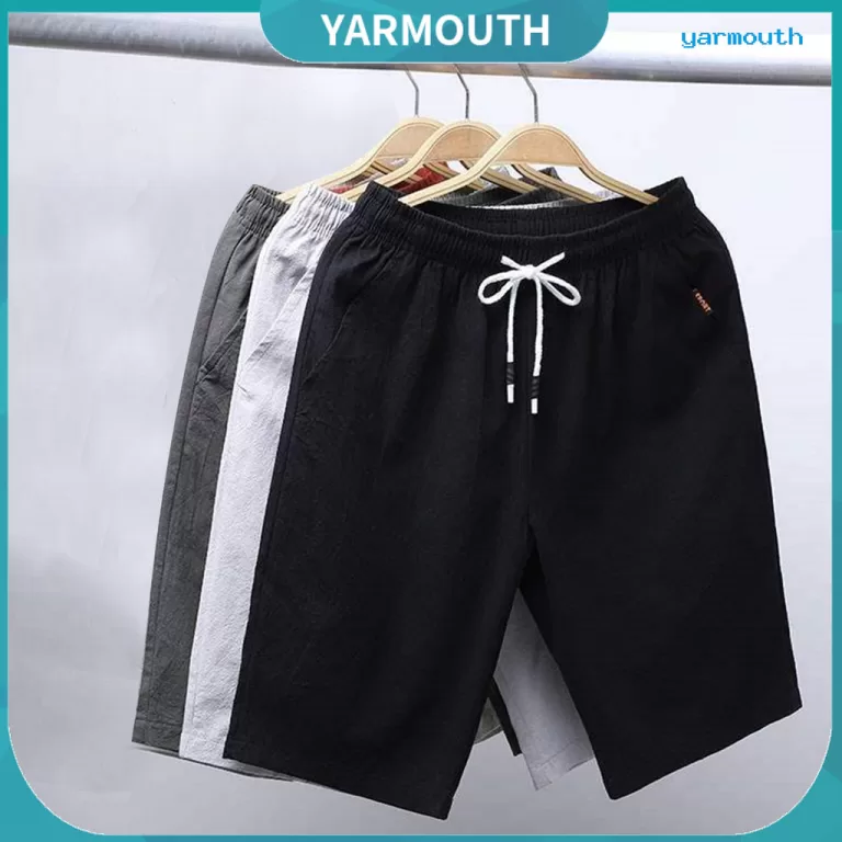 [YAR] Shorts Masculinos Cor Sólida Bolsos De Cint