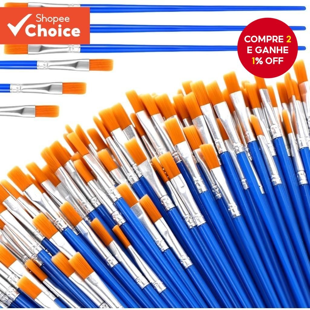 50 Pçs Pincéis Planos Em Massa Pequenos Mini Artista De Cabelo De Náilon Para Óleo Acrílico Aquarela