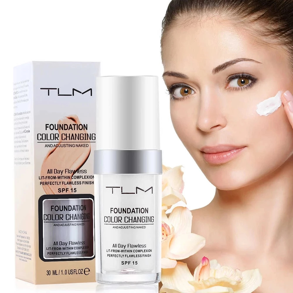 Base corretiva de tom de pele com mudança de temperatura TLM30ml Creme à prova dágua Base de cobertu