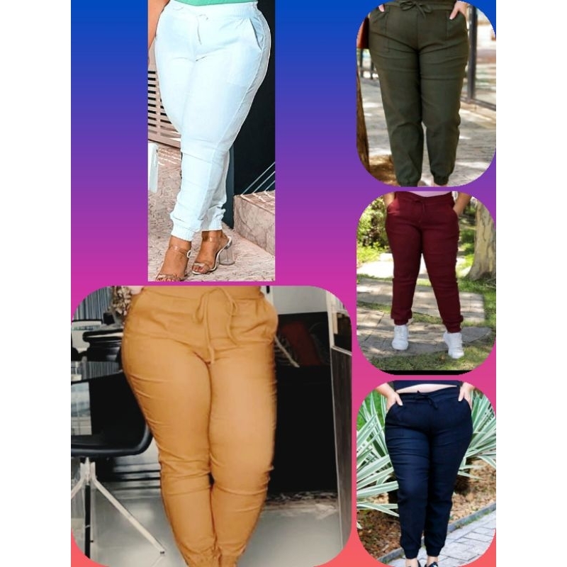 Calça jogger Feminina Plus zise, Conforto, Bolsos e Estilo Casual com ajuste perfeito ao corpo