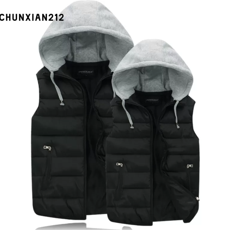 CMN-Colete Quente Masculino Outono Inverno Com Cap