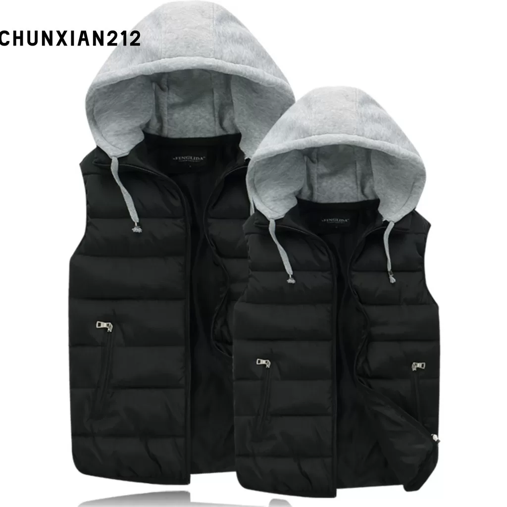 CMN-Colete Quente Masculino Outono Inverno Com Capuz E Fecho De Zíper À Prova Dágua Prevenção De Fri