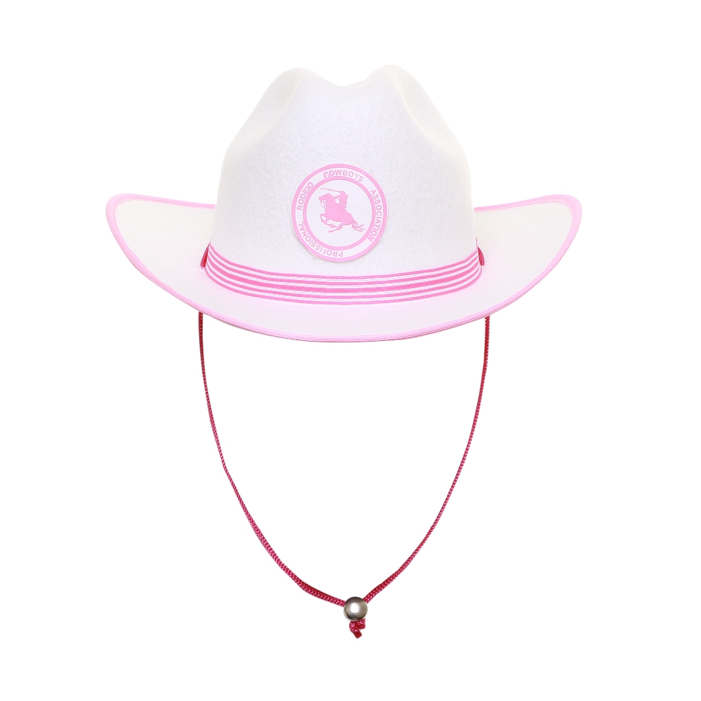 Chapéu Country Infantil Branco Com Rosa Festa Junina/rodeio
