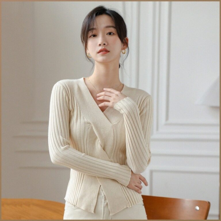 Shirt Pullover Elasticity V-neck Cashmere Blend Kn