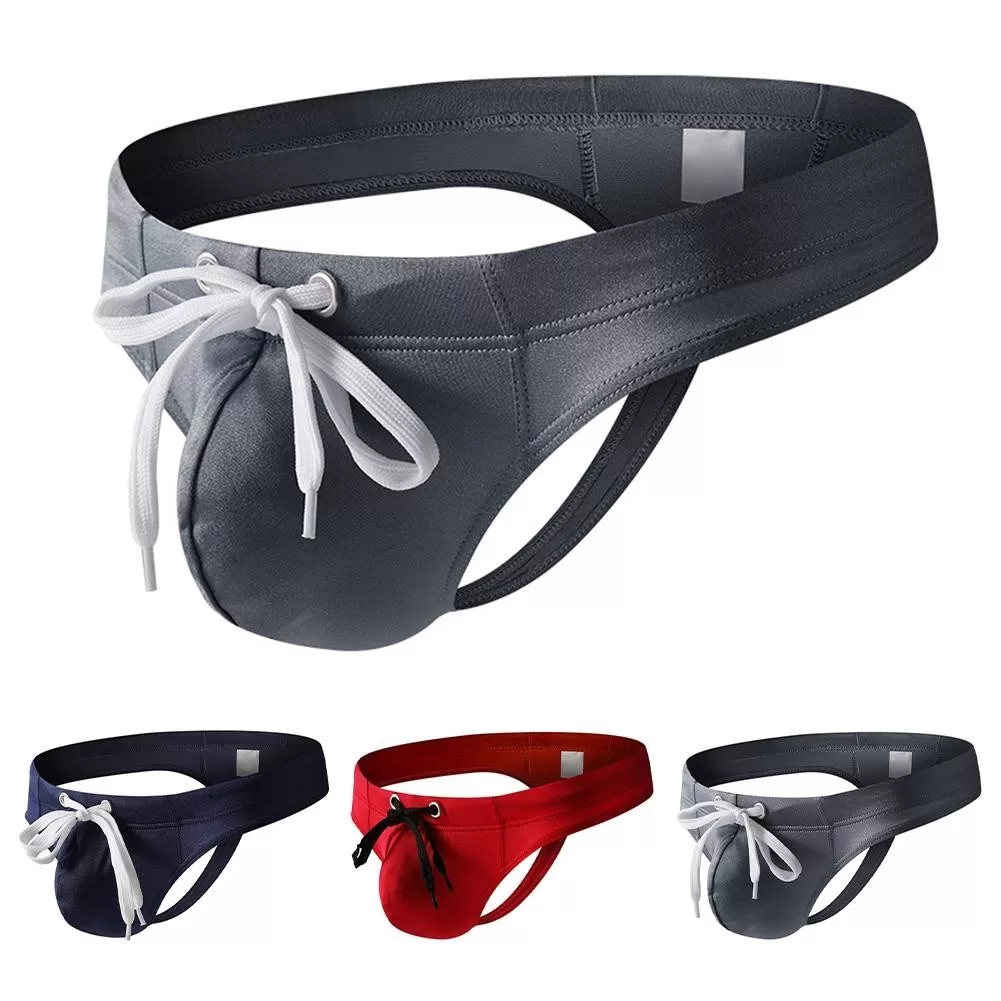 Tether Ice Silk Men Bolsa Cor Sólida Cueca Calcinha Sexo Tangas