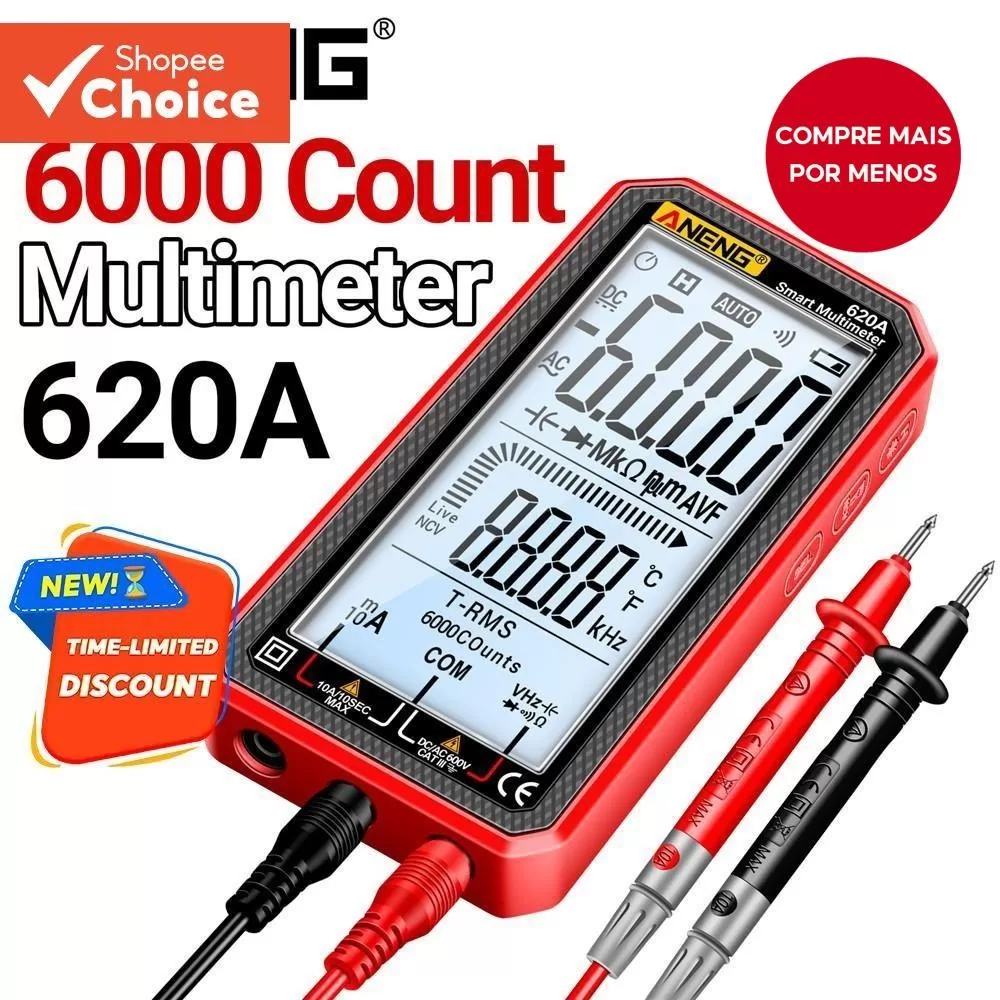 Multímetro ANENG 620A 6000 Contagens True RMS Com Campainha E Estojo À Prova De Quedas , Presente De