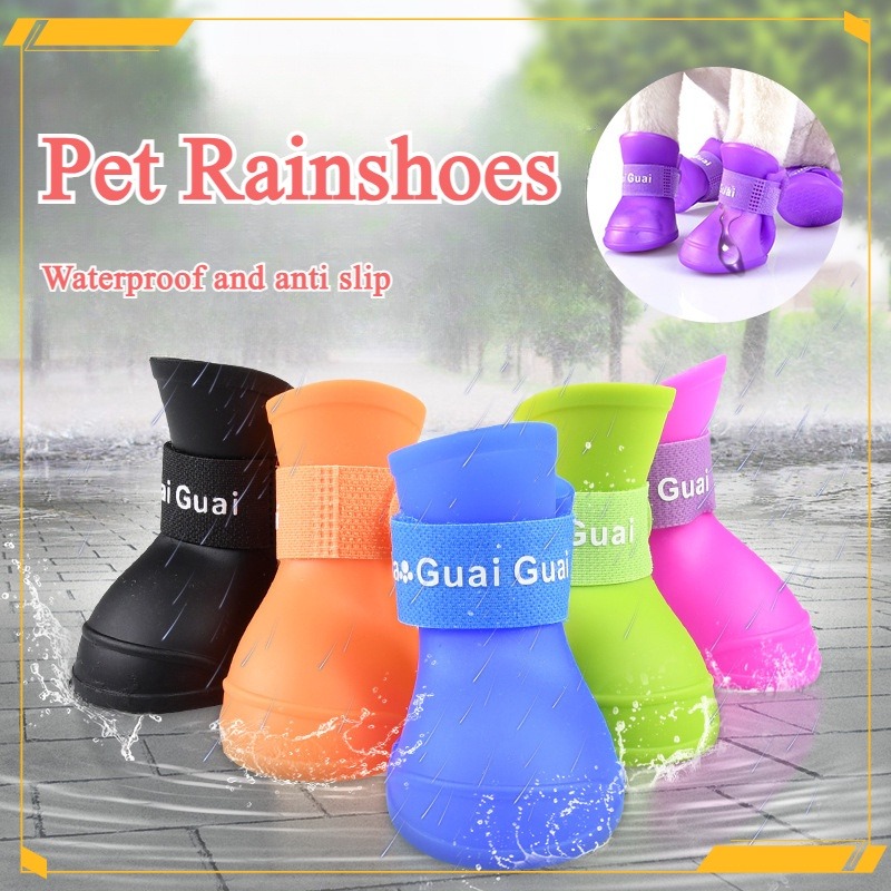 4 Pacotes de Sapatos para Animais, Botas Antiderrapantes e à Prova dÁgua para Cães Pequenos como Shi