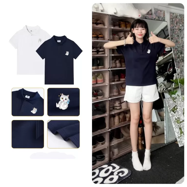 Camisa Polo Feminina Estilo Japonês Com Estampa D