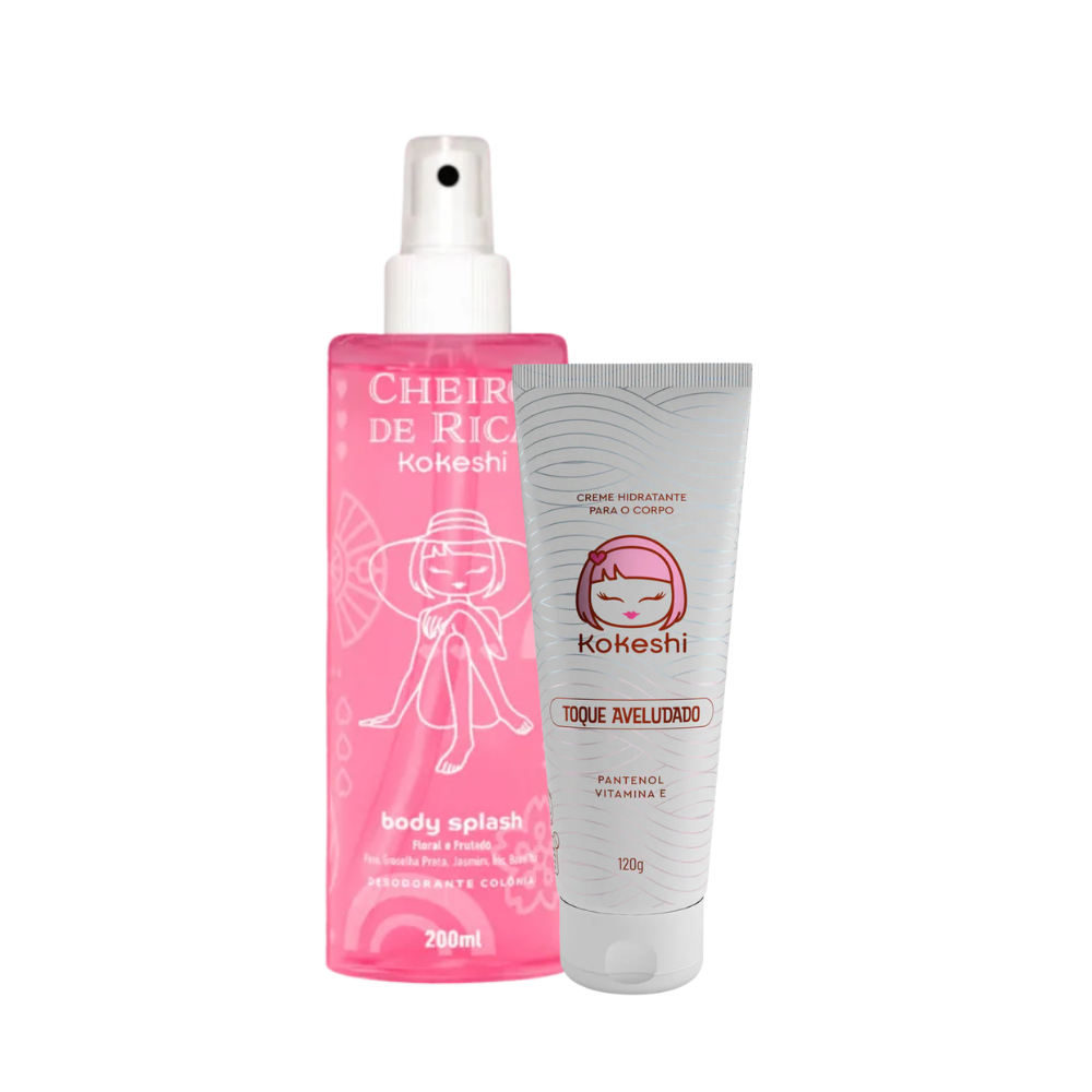 Kit Mulheres Ricas Kokeshi Body Splash 200ml e Hidratante Corporal 120g