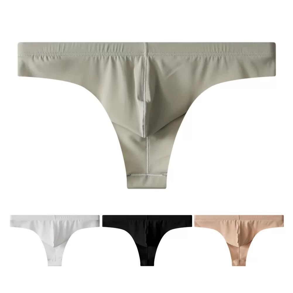 [Novo] Cueca Masculina De Seda Gelada Respirável Fina E Macia Calcinha Tanga Fio Dental